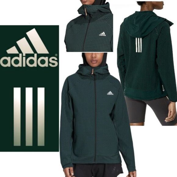 NWT Adidas Sm X-City Soft Shell Hooded Running Jacket Shadow Green - Picture 1 of 11